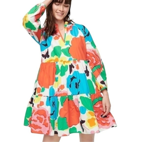 J. Crew Dresses & Skirts - J. Crew Women’s Size XS Ratti Jardin Bright Floral Cotton Tiered Popover Dress